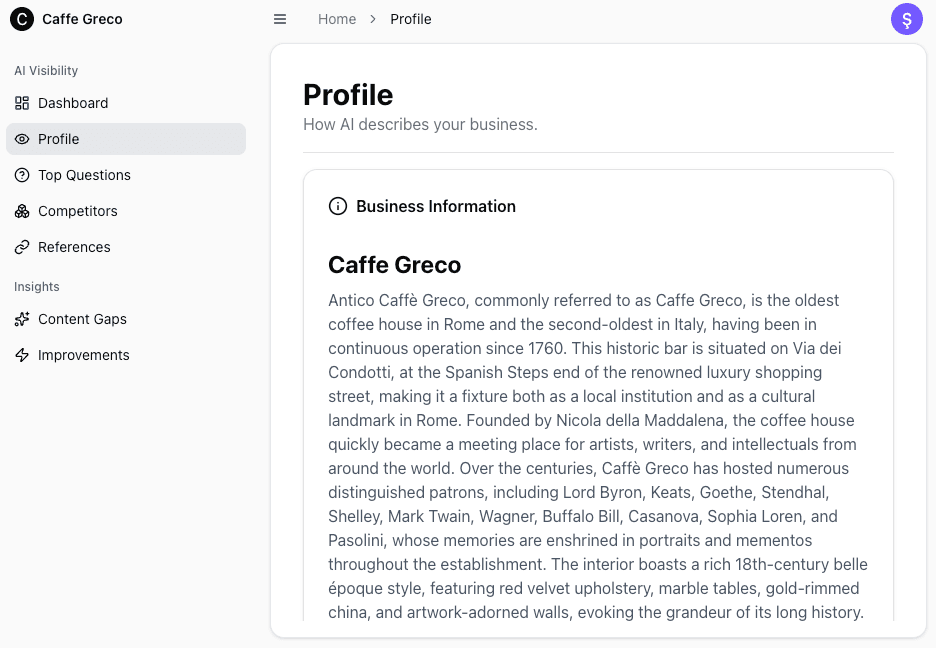 AI Profile Analysis Dashboard